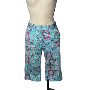 Peter Millar Women’s Stretch Cotton Crop Capri Pants size 6 Straight Leg Paisley